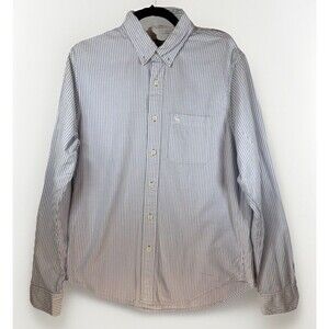 Abercrombie & Fitch Men Button Down Shirt L Muscle Fit Long Sleeve‎ Striped Blue